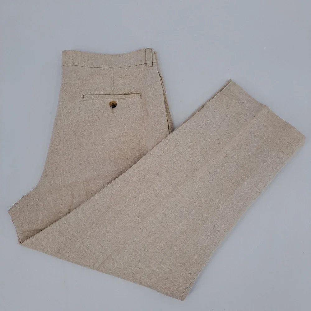 Jos. A. Bank Pleated Dress Pants Mens 35x30 Linen Cotton Natural Beige Solid